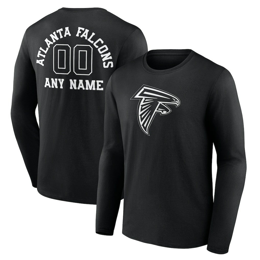 Atlanta Falcons Personalized Name & Number Monochrome Long Sleeve T-Shirt Black | NFL