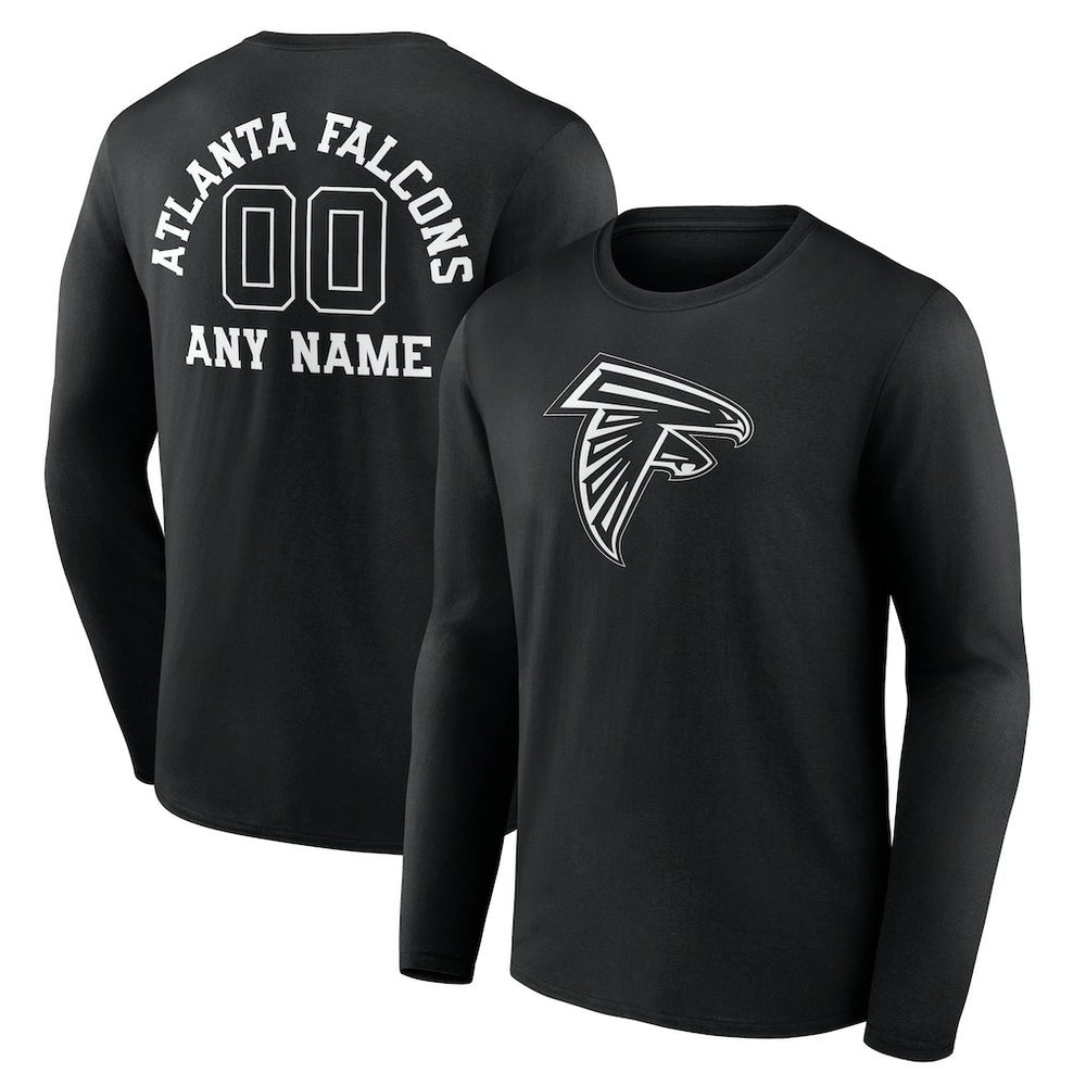 Atlanta Falcons Personalized Name & Number Monochrome Long Sleeve T-Shirt Black | NFL