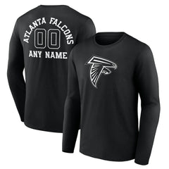 Atlanta Falcons Personalized Name & Number Monochrome Long Sleeve T-Shirt Black | NFL