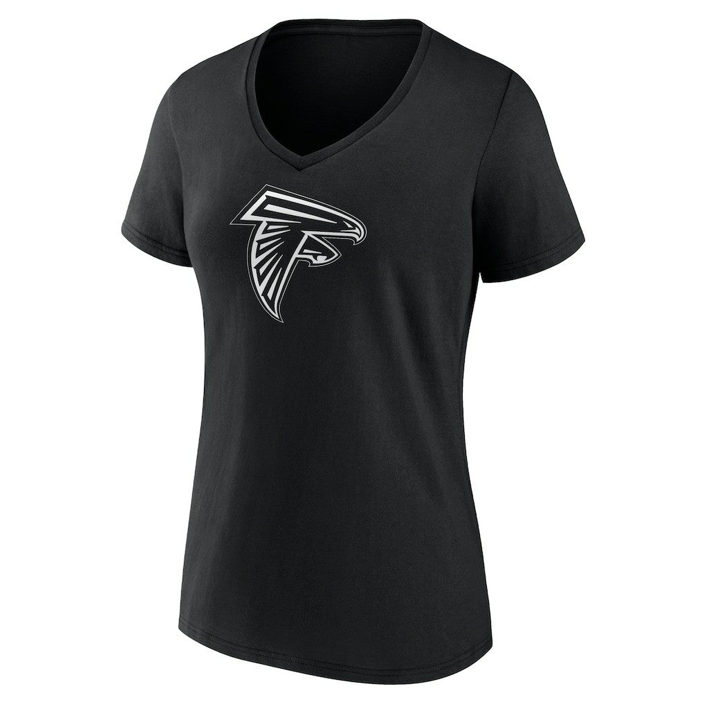 Atlanta Falcons Women's Personalized Name & Number Monochrome V-Neck T-Shirt Black | NFL