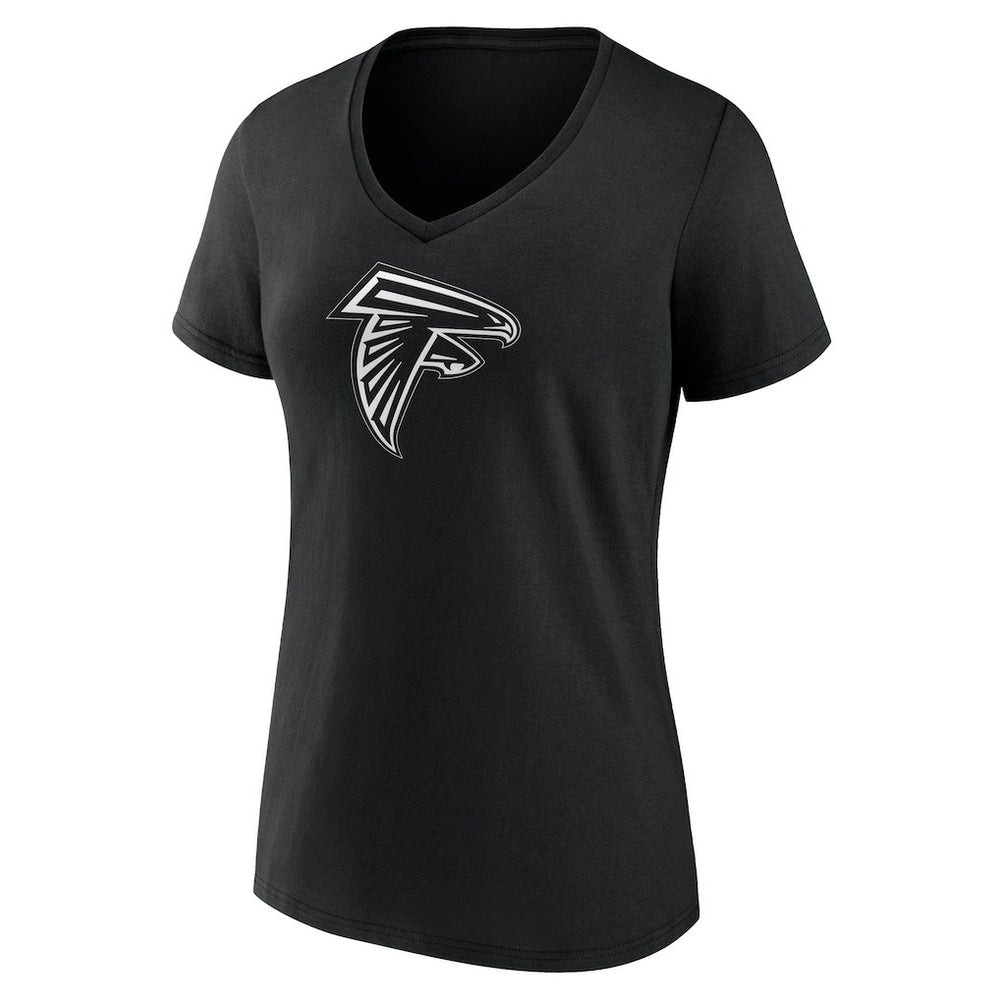 Atlanta Falcons Women's Personalized Name & Number Monochrome V-Neck T-Shirt Black | NFL