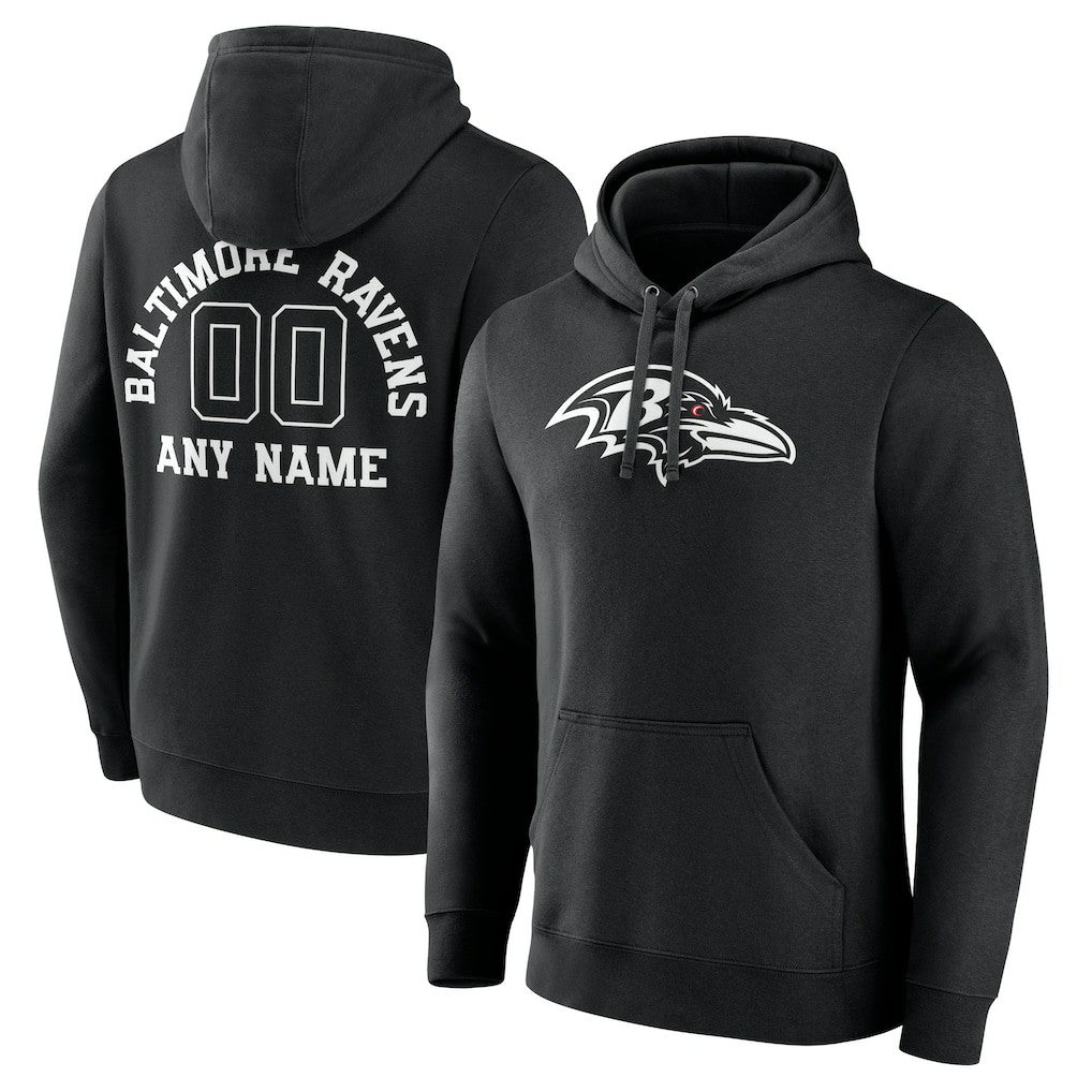 Baltimore Ravens Personalized Name & Number Pullover Hoodie Black | NFL