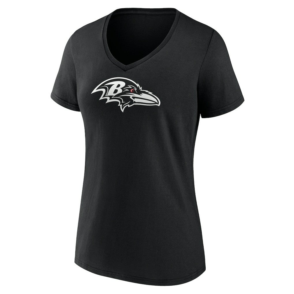 Baltimore Ravens Women's Personalized Name & Number Monochrome V-Neck T-Shirt Black | NFL