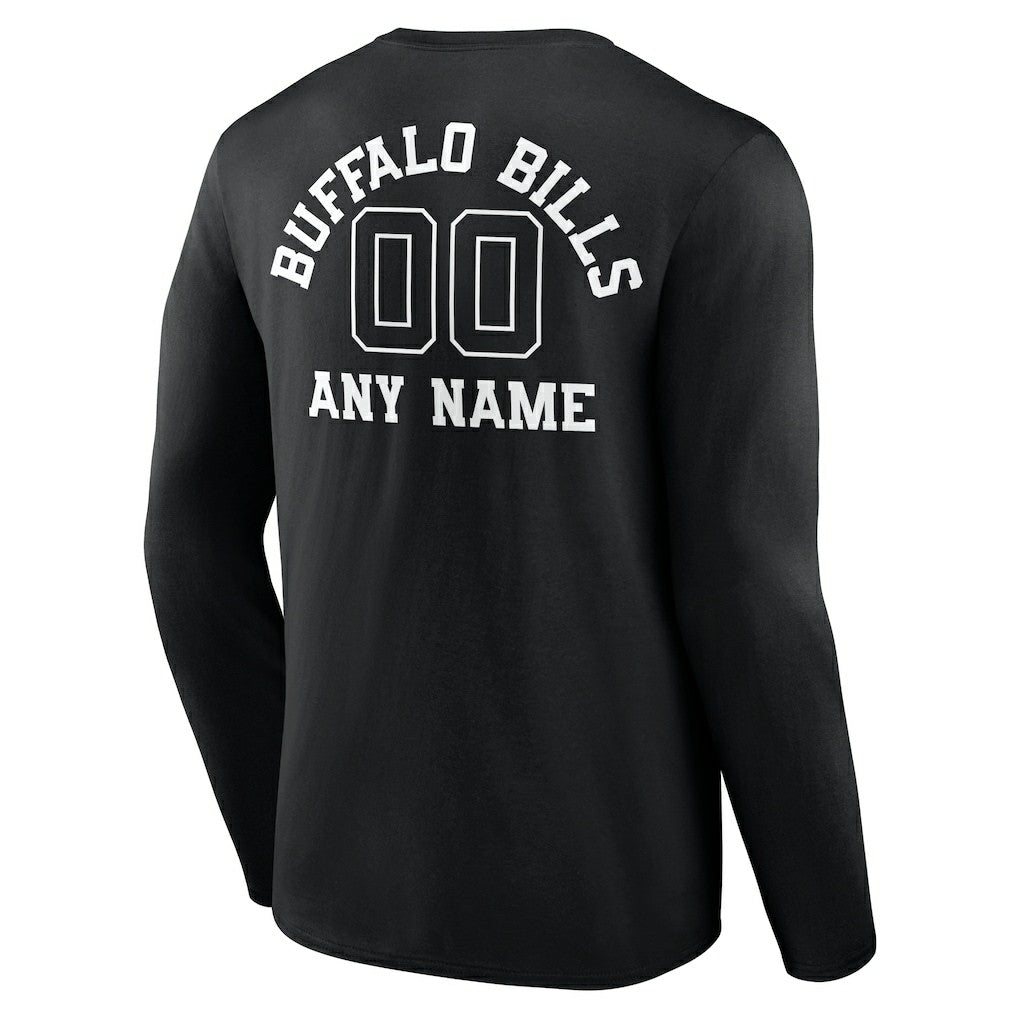 Buffalo Bills Personalized Name & Number Monochrome Long Sleeve T-Shirt Black | NFL
