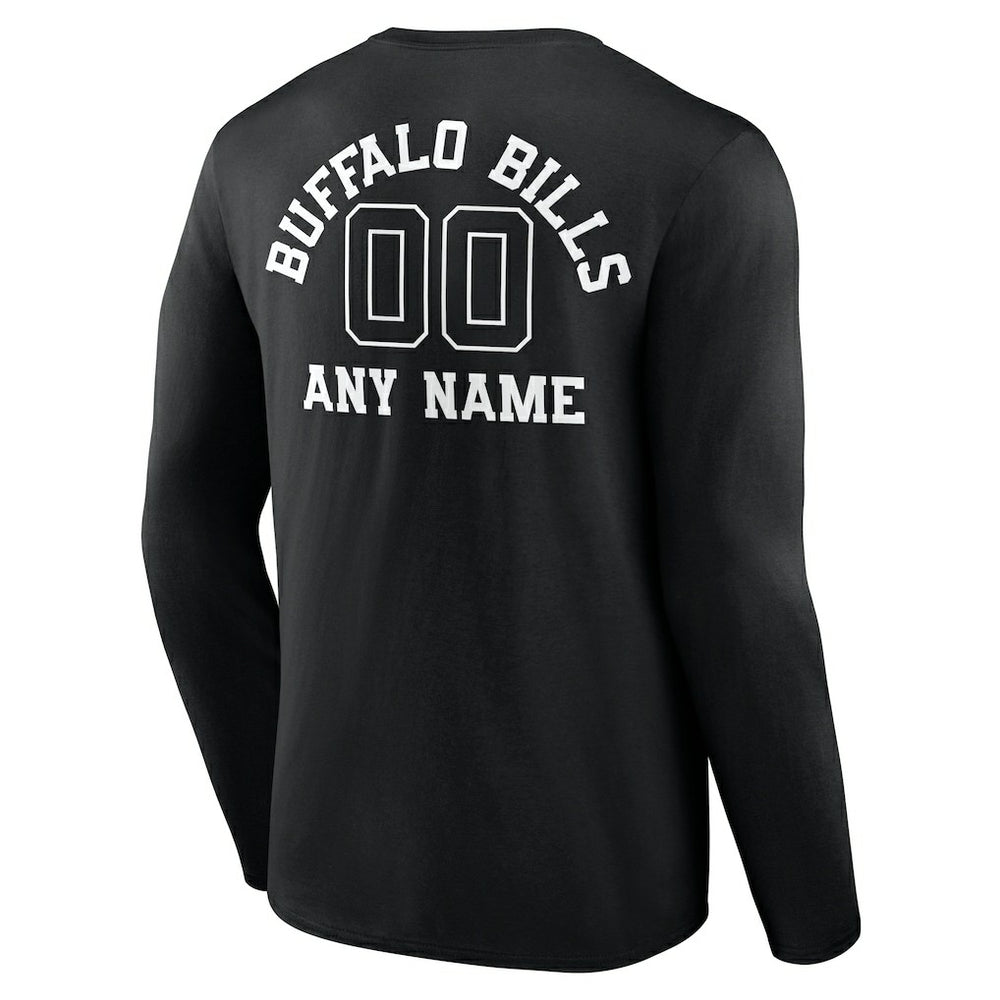 Buffalo Bills Personalized Name & Number Monochrome Long Sleeve T-Shirt Black | NFL