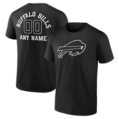 Buffalo Bills Personalized Name & Number Monochrome T-Shirt Black | NFL