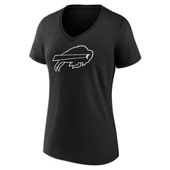 Buffalo Bills Women's Personalized Name & Number Monochrome V-Neck T-Shirt Black | NFL