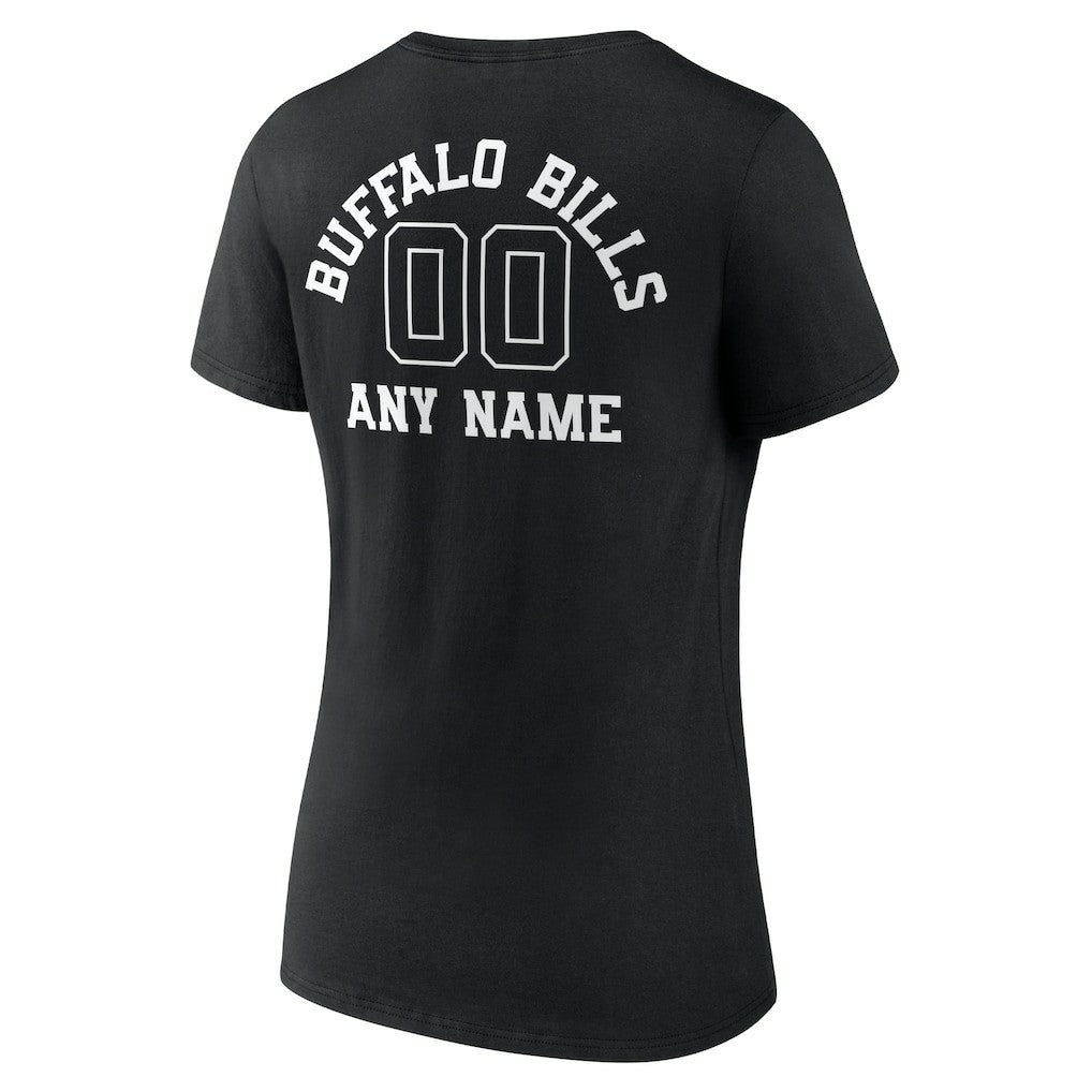 Buffalo Bills Women's Personalized Name & Number Monochrome V-Neck T-Shirt Black | NFL