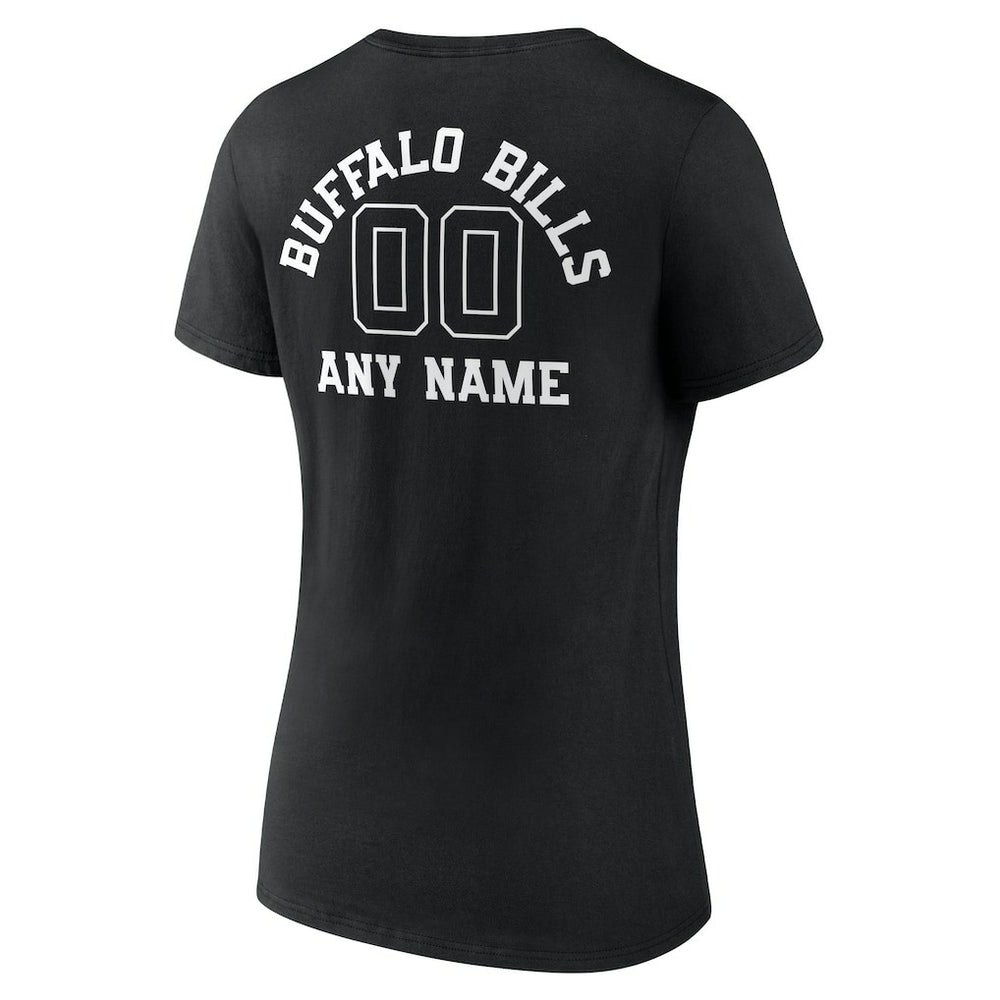 Buffalo Bills Women's Personalized Name & Number Monochrome V-Neck T-Shirt Black | NFL