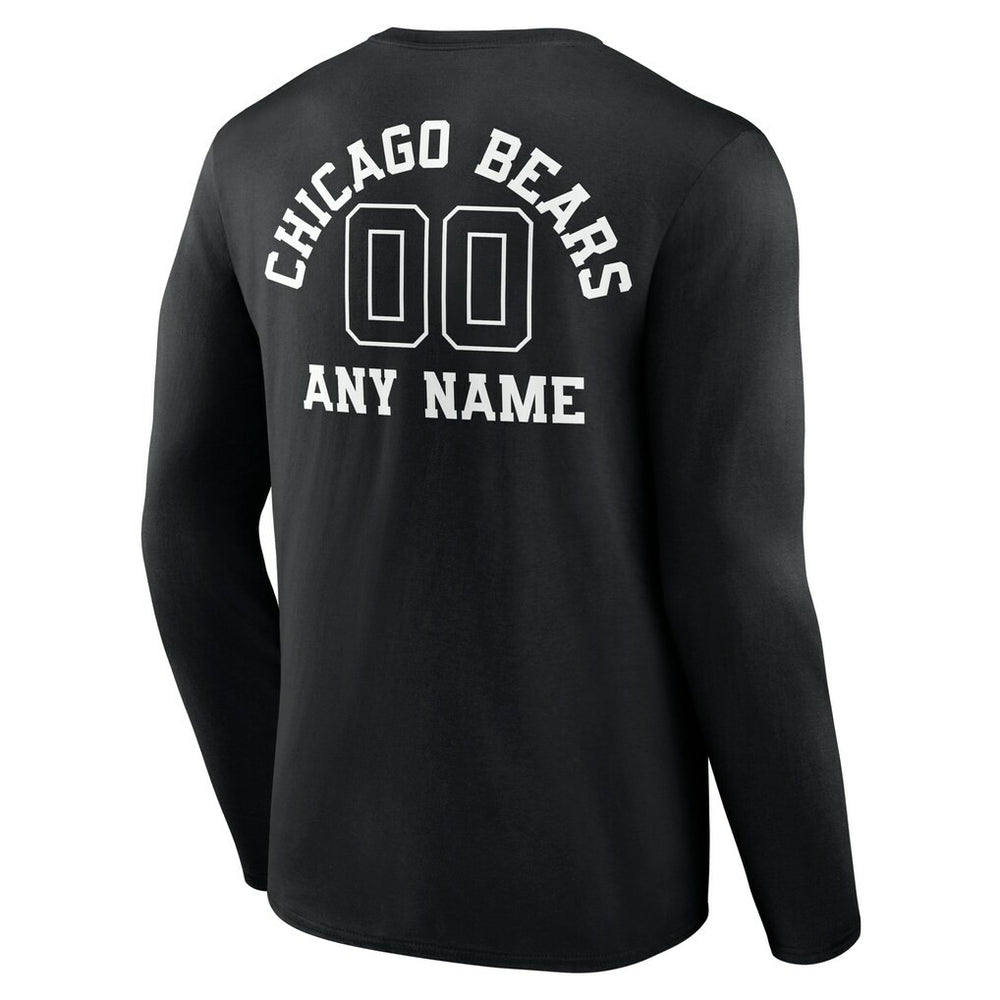 Chicago Bears Personalized Name & Number Monochrome Long Sleeve T-Shirt Black | NFL
