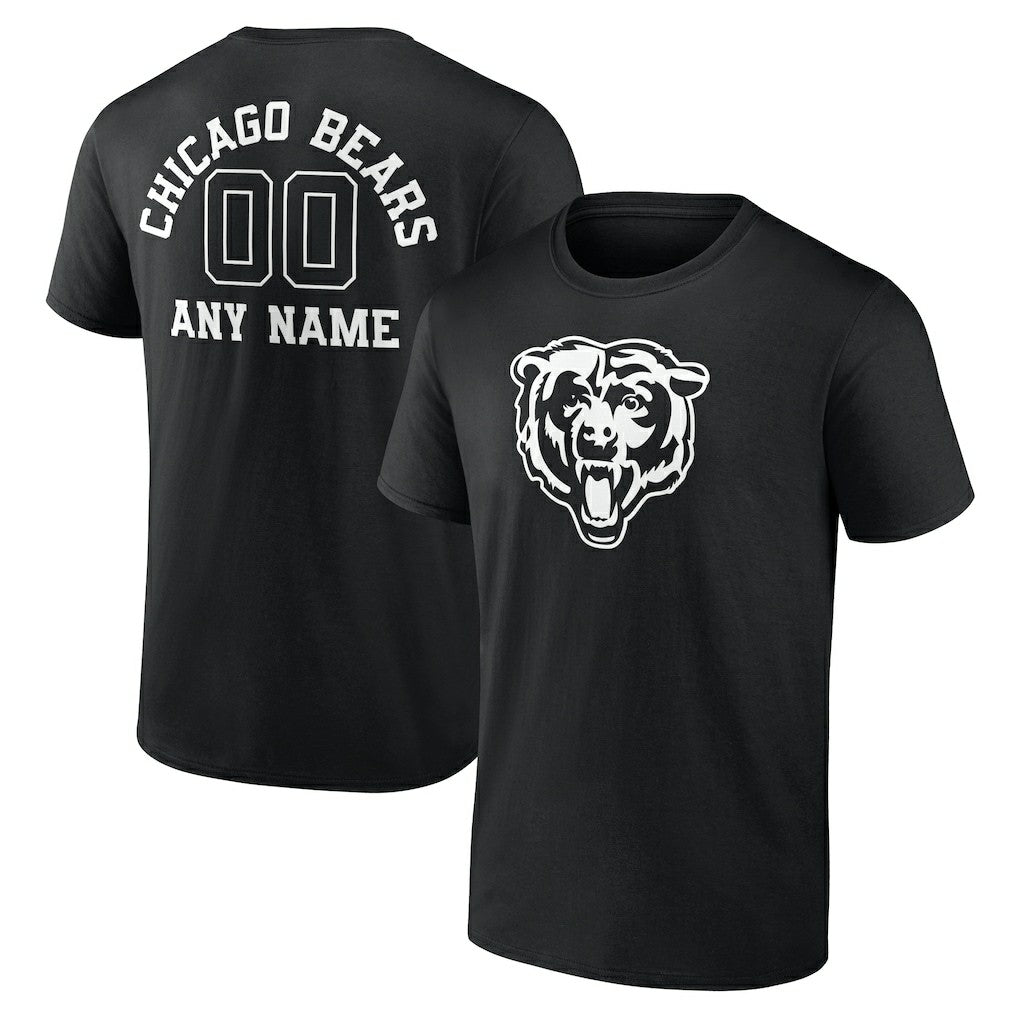 Chicago Bears Personalized Name & Number Monochrome T-Shirt Black | NFL