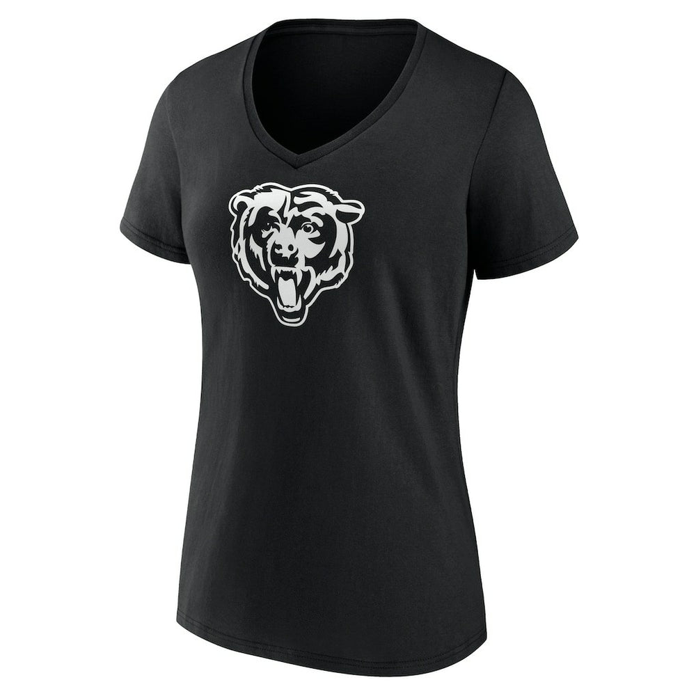 Chicago Bears Women's Personalized Name & Number Monochrome V-Neck T-Shirt Black | NFL