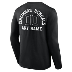 Cincinnati Bengals Personalized Name & Number Monochrome Long Sleeve T-Shirt Black | NFL