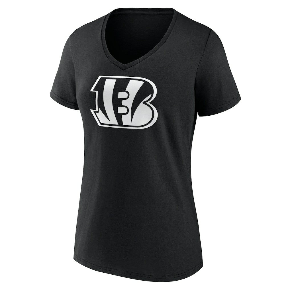 Cincinnati Bengals Women's Personalized Name & Number Monochrome V-Neck T-Shirt Black | NFL