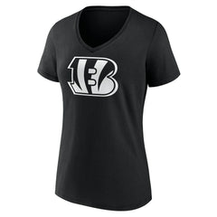 Cincinnati Bengals Women's Personalized Name & Number Monochrome V-Neck T-Shirt Black | NFL