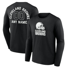 Cleveland Browns Personalized Name & Number Monochrome Long Sleeve T-Shirt Black | NFL