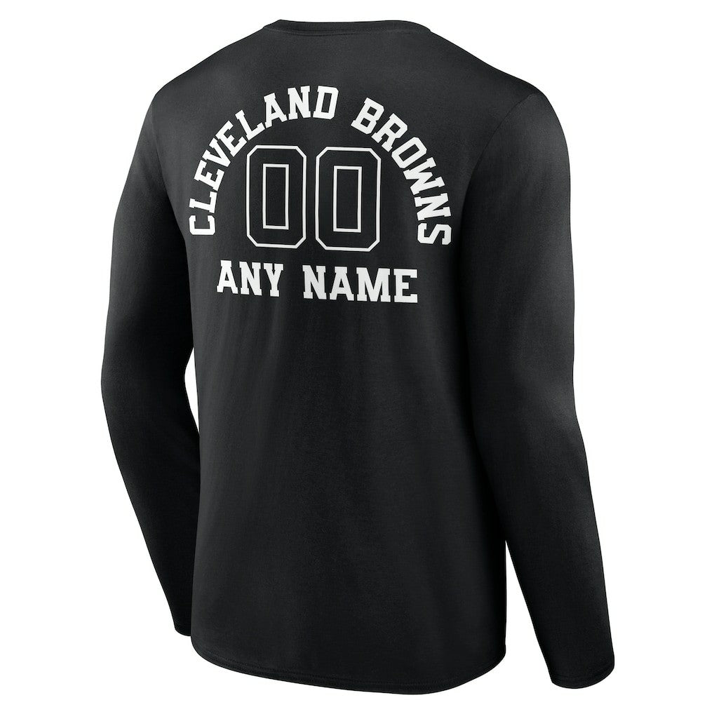 Cleveland Browns Personalized Name & Number Monochrome Long Sleeve T-Shirt Black | NFL