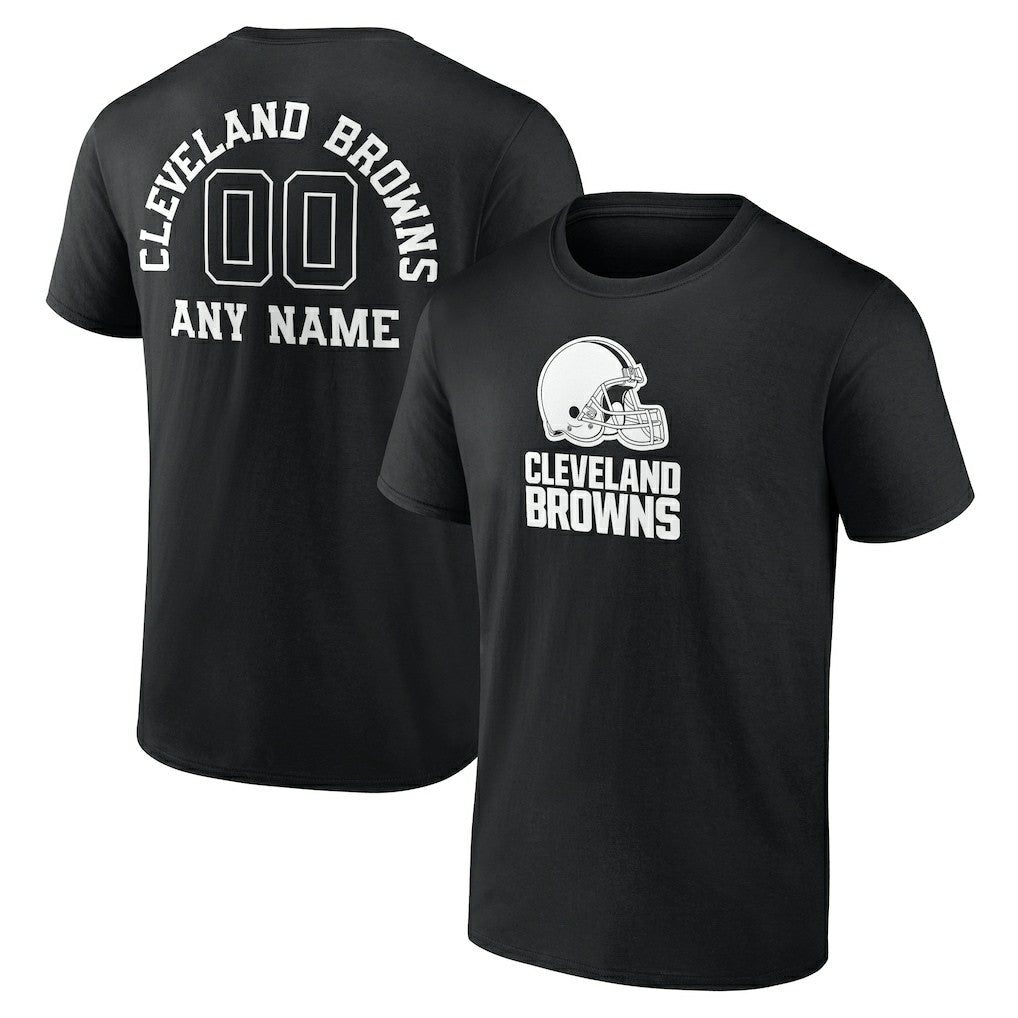 Cleveland Browns Personalized Name & Number Monochrome T-Shirt Black | NFL