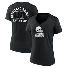 Cleveland Browns Women's Personalized Name & Number Monochrome V-Neck T-Shirt Black | NFL