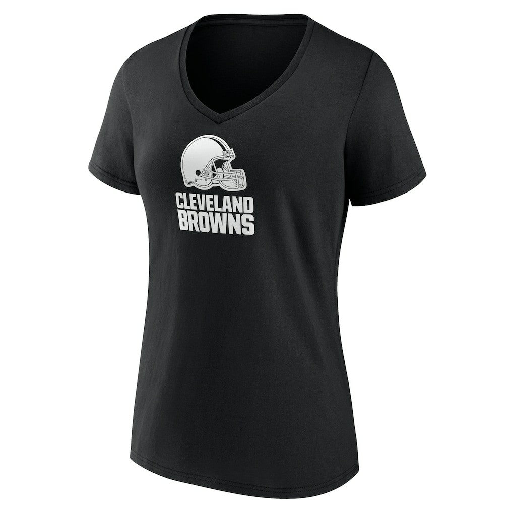 Cleveland Browns Women's Personalized Name & Number Monochrome V-Neck T-Shirt Black | NFL