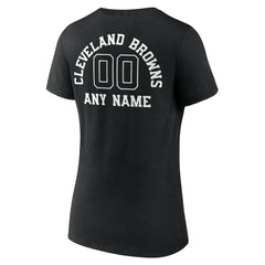 Cleveland Browns Women's Personalized Name & Number Monochrome V-Neck T-Shirt Black | NFL