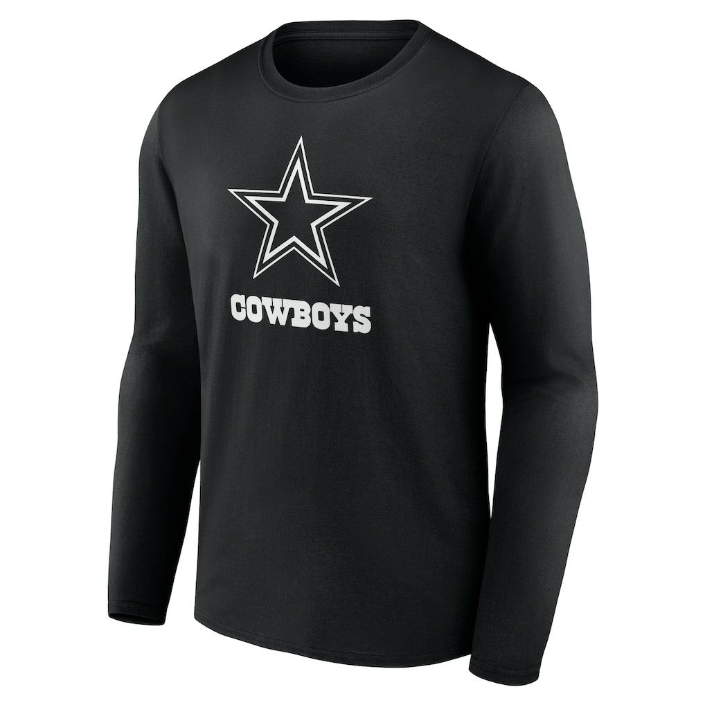 Dallas Cowboys Personalized Name & Number Monochrome Long Sleeve T-Shirt Black | NFL