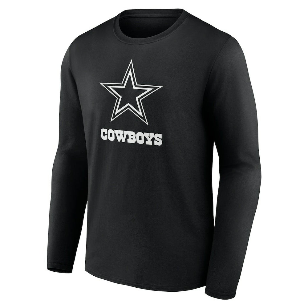Dallas Cowboys Personalized Name & Number Monochrome Long Sleeve T-Shirt Black | NFL