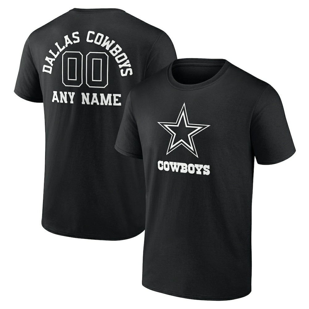 Dallas Cowboys Personalized Name & Number Monochrome T-Shirt Black | NFL
