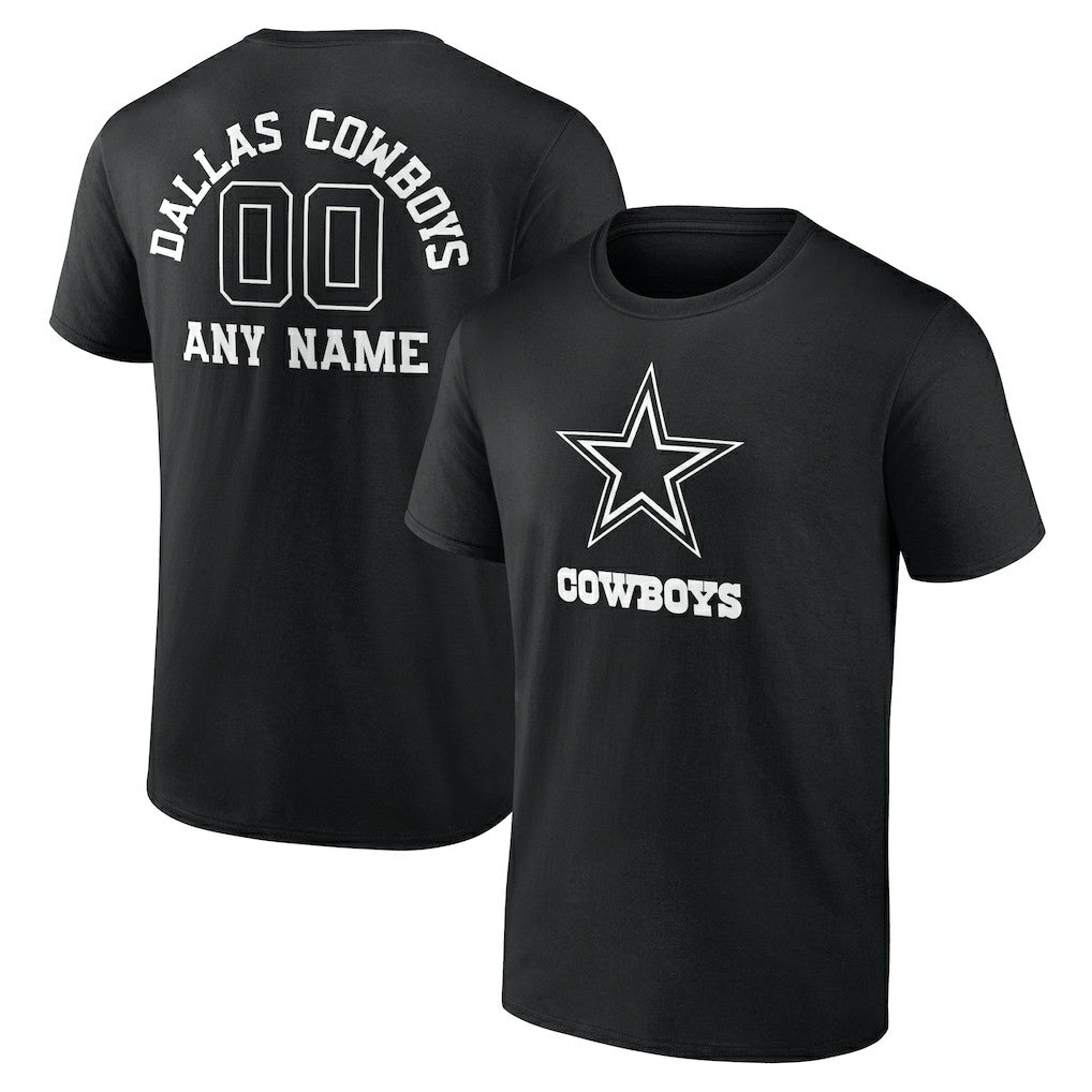 Dallas Cowboys Personalized Name & Number Monochrome T-Shirt Black | NFL