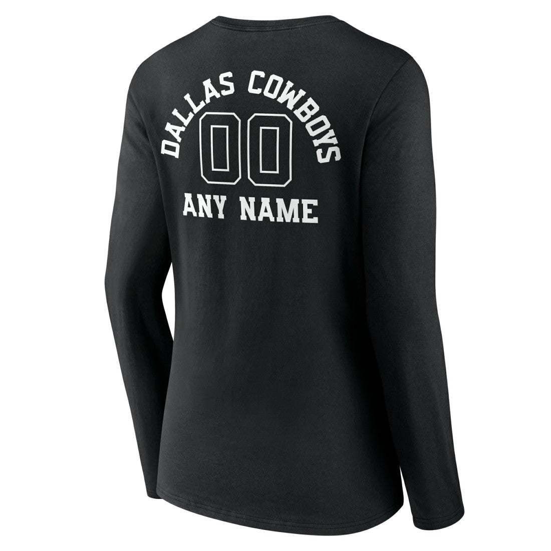 Dallas Cowboys Women's Personalized Name & Number Monochrome Long Sleeve V-Neck T-Shirt Black | NFL