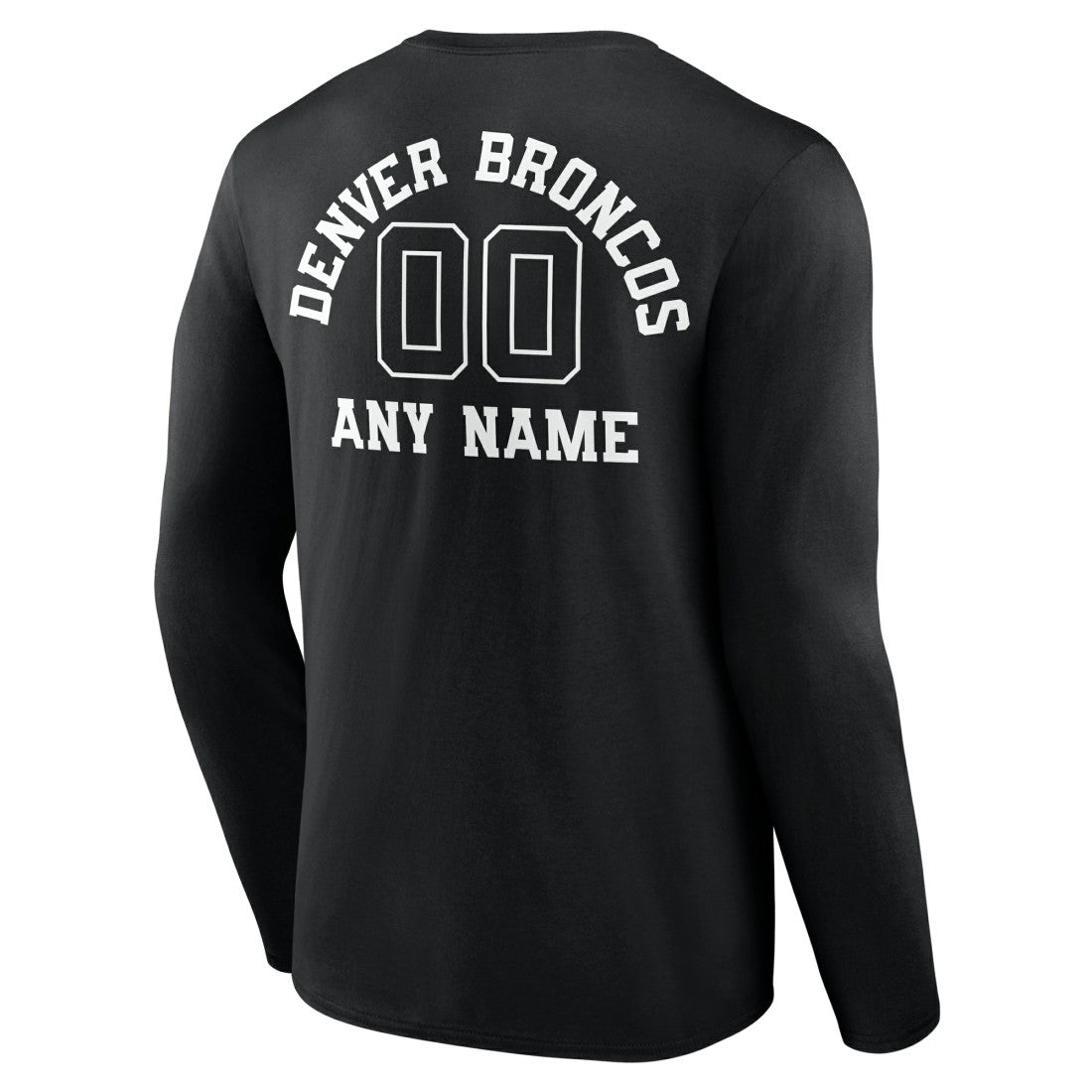 Denver Broncos Personalized Name & Number Monochrome Long Sleeve T-Shirt Black | NFL