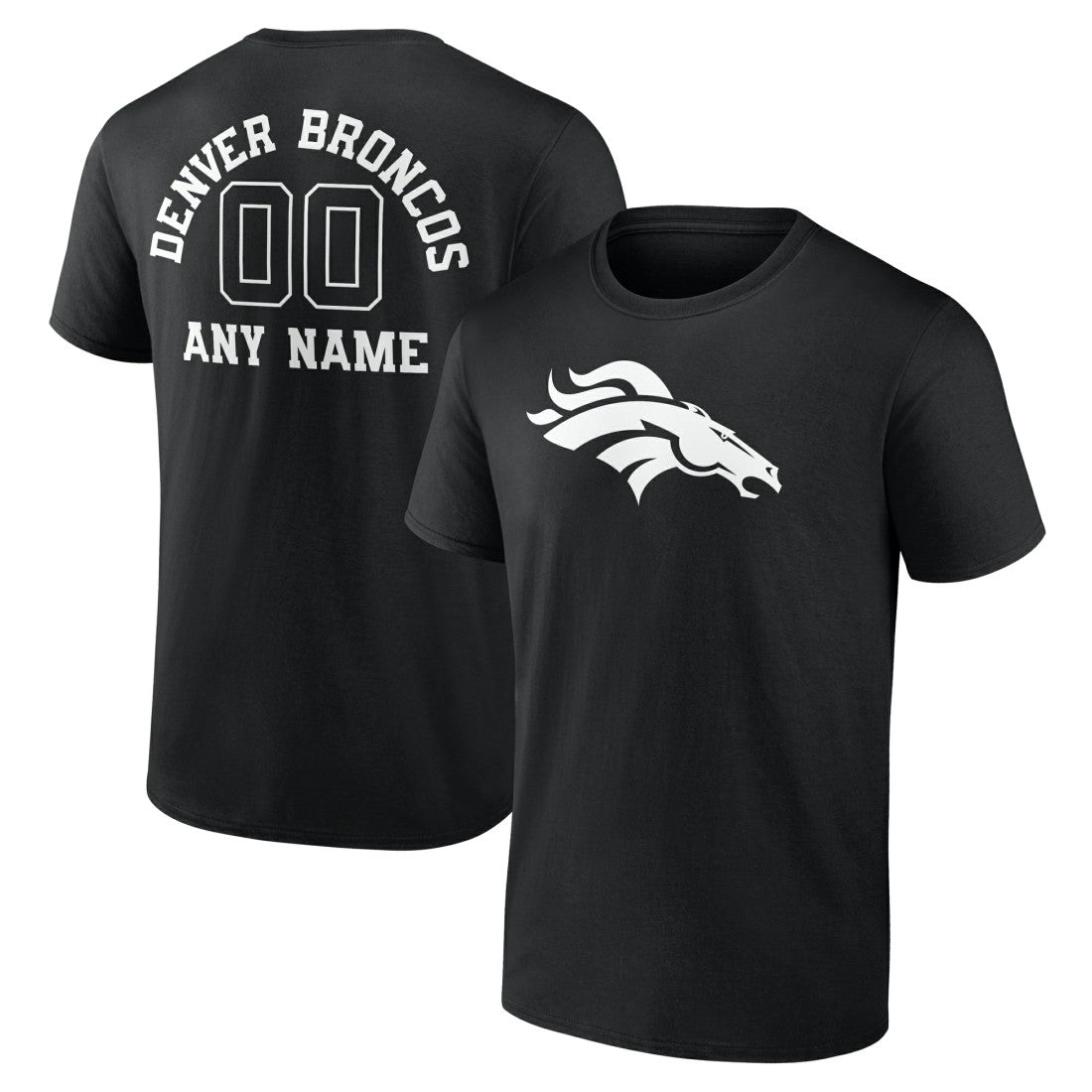 Denver Broncos Personalized Name & Number Monochrome T-Shirt Black | NFL