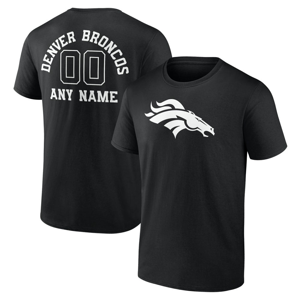 Denver Broncos Personalized Name & Number Monochrome T-Shirt Black | NFL