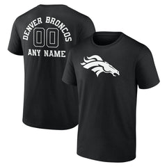Denver Broncos Personalized Name & Number Monochrome T-Shirt Black | NFL