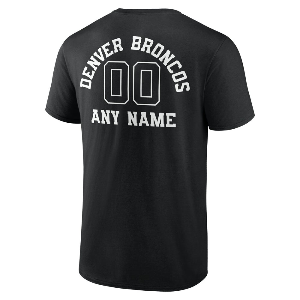 Denver Broncos Personalized Name & Number Monochrome T-Shirt Black | NFL