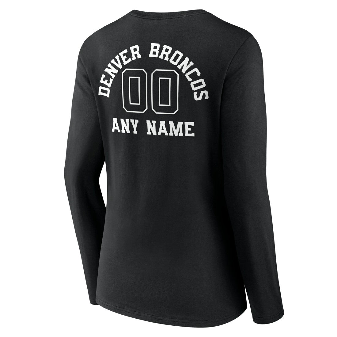 Denver Broncos Women's Personalized Name & Number Monochrome Long Sleeve V-Neck T-Shirt Black | NFL