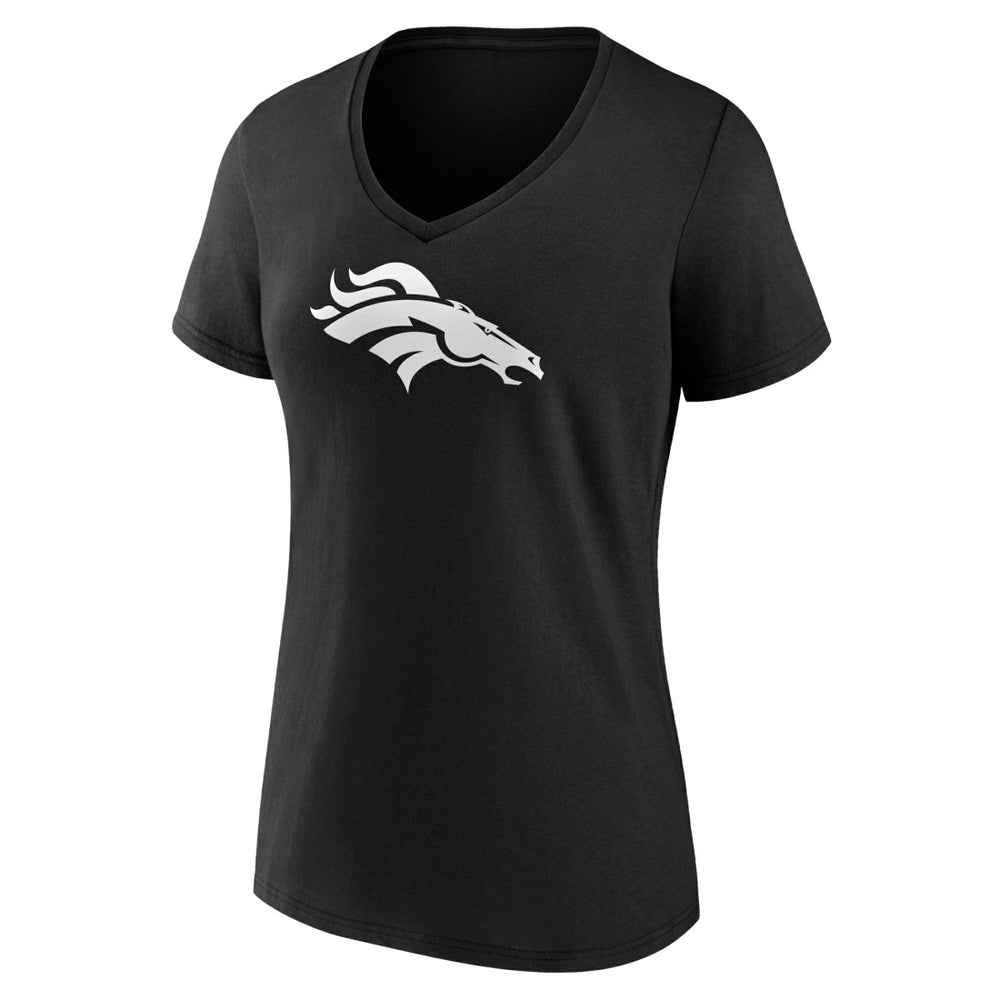 Denver Broncos Women's Personalized Name & Number Monochrome V-Neck T-Shirt Black | NFL