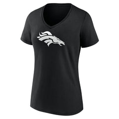 Denver Broncos Women's Personalized Name & Number Monochrome V-Neck T-Shirt Black | NFL