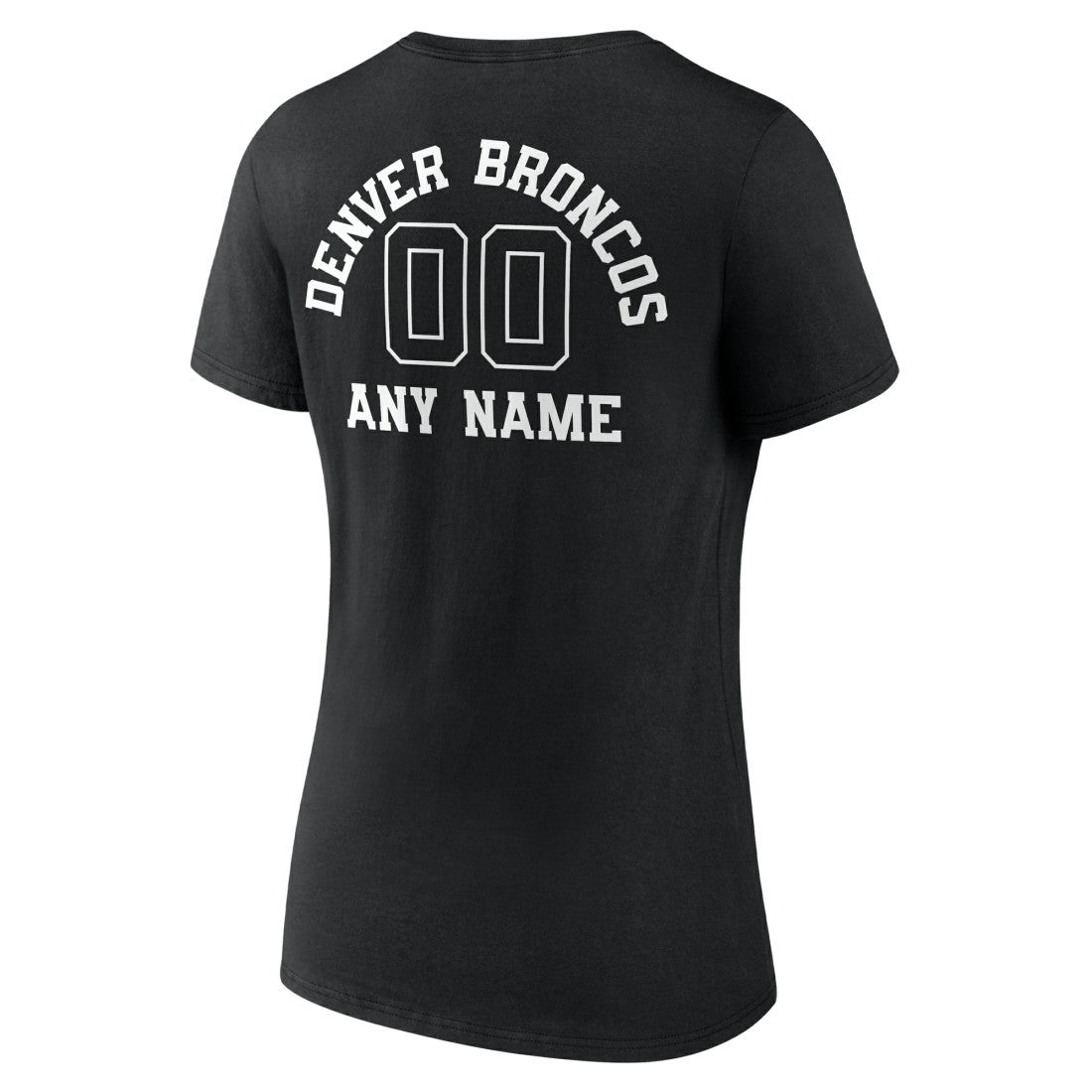 Denver Broncos Women's Personalized Name & Number Monochrome V-Neck T-Shirt Black | NFL