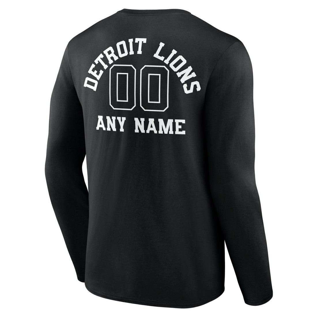 Detroit Lions Personalized Name & Number Monochrome Long Sleeve T-Shirt Black | NFL