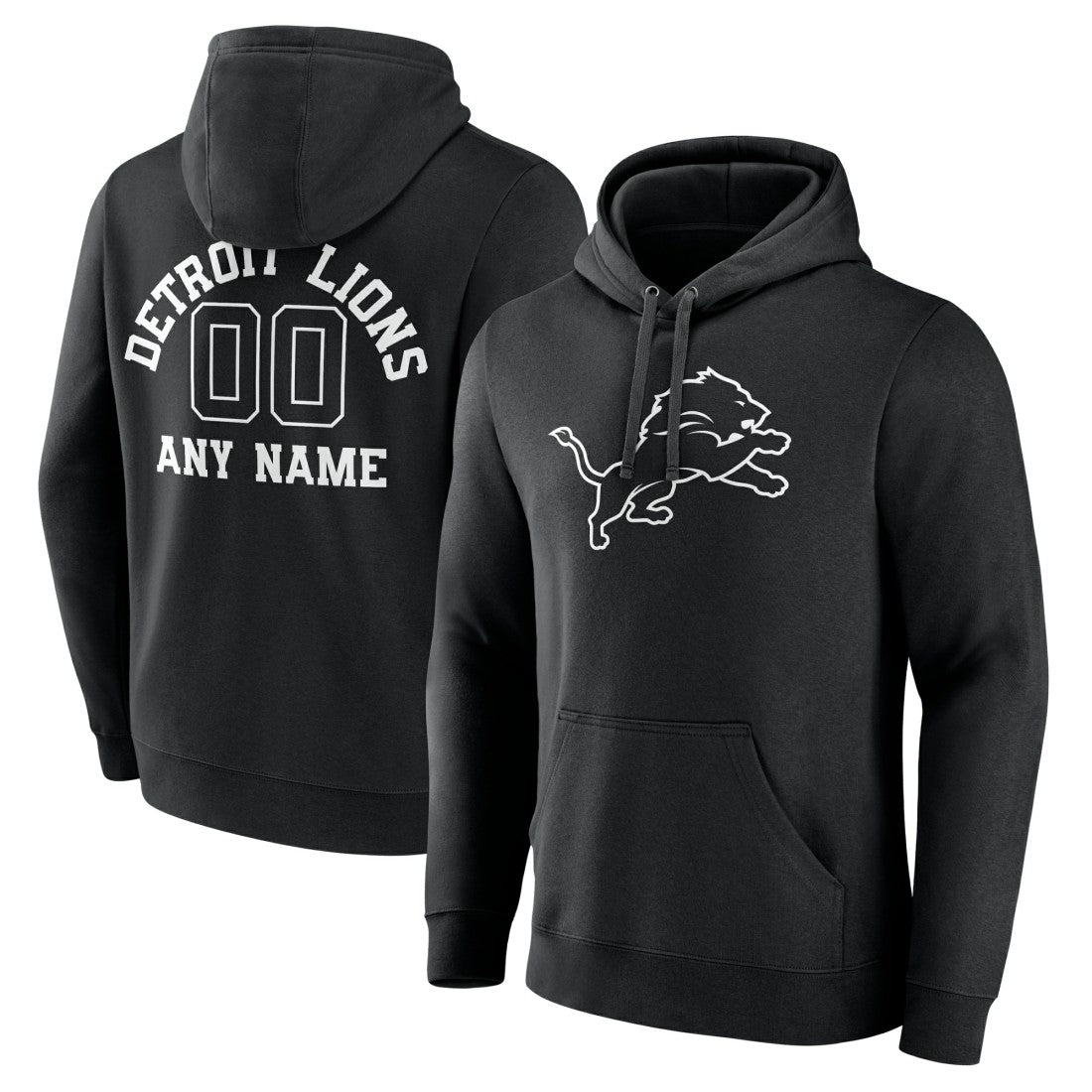 Detroit Lions Personalized Name & Number Pullover Hoodie Black | NFL