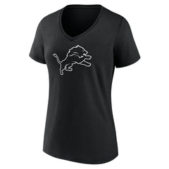 Detroit Lions Women's Personalized Name & Number Monochrome V-Neck T-Shirt Black | NFL