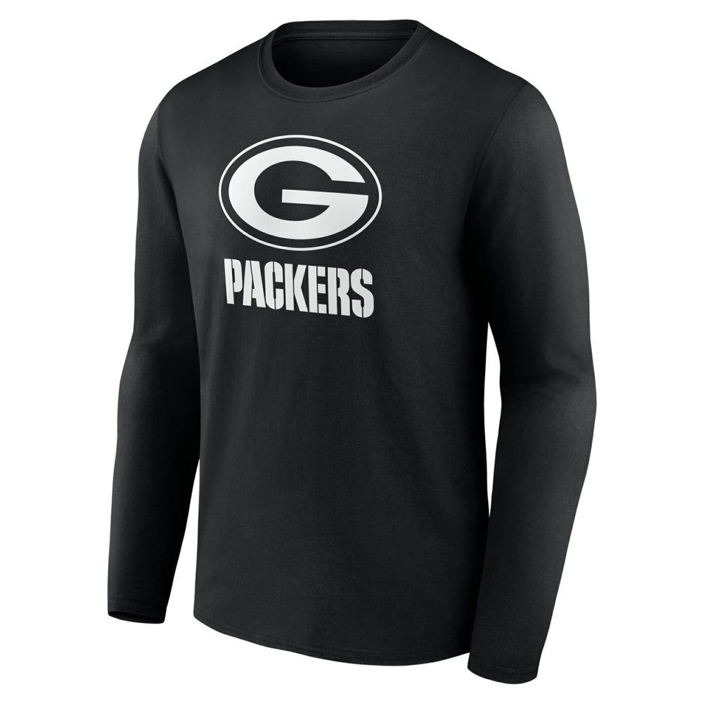 Green Bay Packers Personalized Name & Number Monochrome Long Sleeve T-Shirt Black | NFL