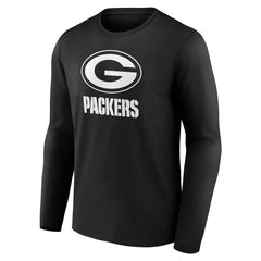 Green Bay Packers Personalized Name & Number Monochrome Long Sleeve T-Shirt Black | NFL