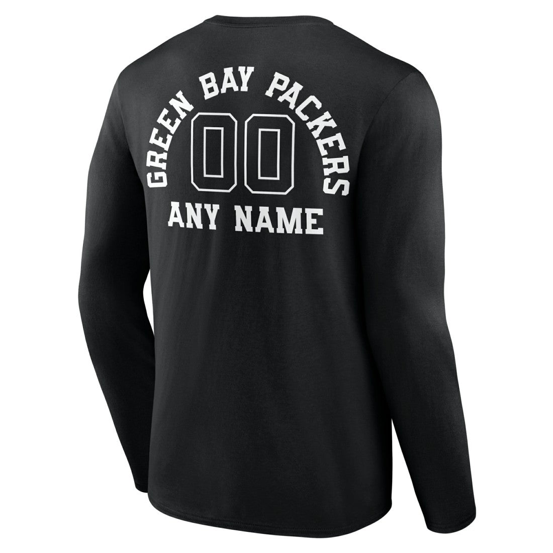 Green Bay Packers Personalized Name & Number Monochrome Long Sleeve T-Shirt Black | NFL