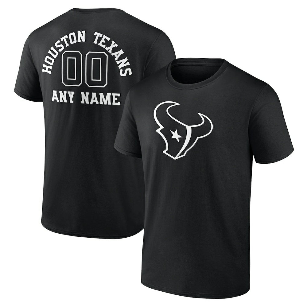 Houston Texans Personalized Name & Number Monochrome T-Shirt Black | NFL