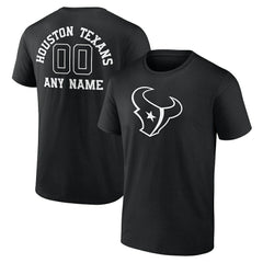 Houston Texans Personalized Name & Number Monochrome T-Shirt Black | NFL