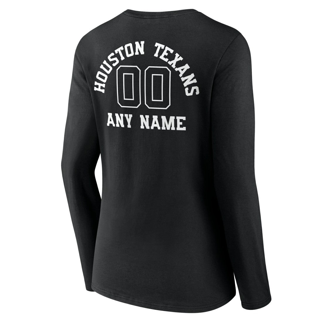 Houston Texans Women's Personalized Name & Number Monochrome Long Sleeve V-Neck T-Shirt Black | NFL