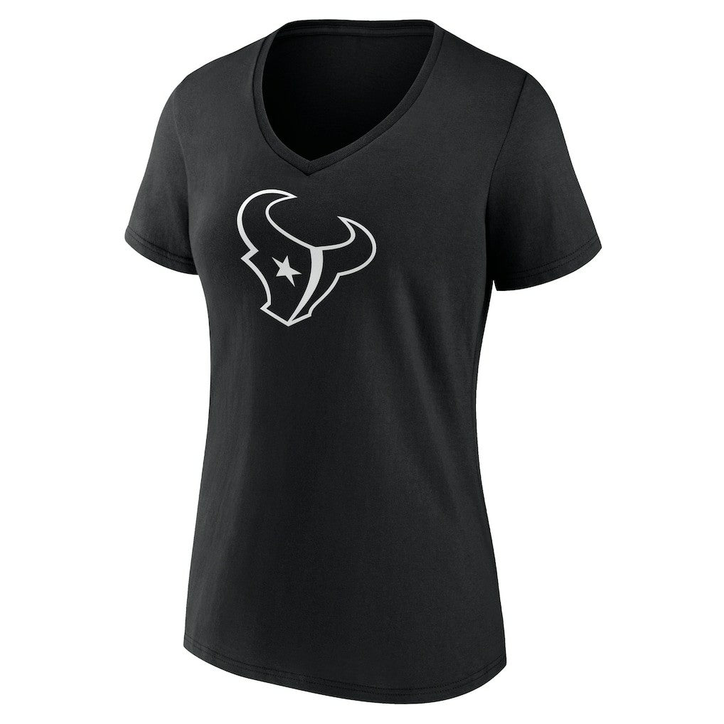 Houston Texans Women's Personalized Name & Number Monochrome V-Neck T-Shirt Black | NFL