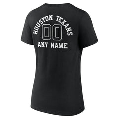 Houston Texans Women's Personalized Name & Number Monochrome V-Neck T-Shirt Black | NFL